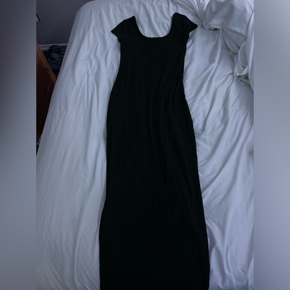 Long Black Dress W/ Leg slit